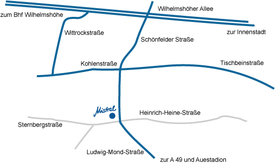 Anfahrtskarte Bistro Restaurant Mistral Kassel